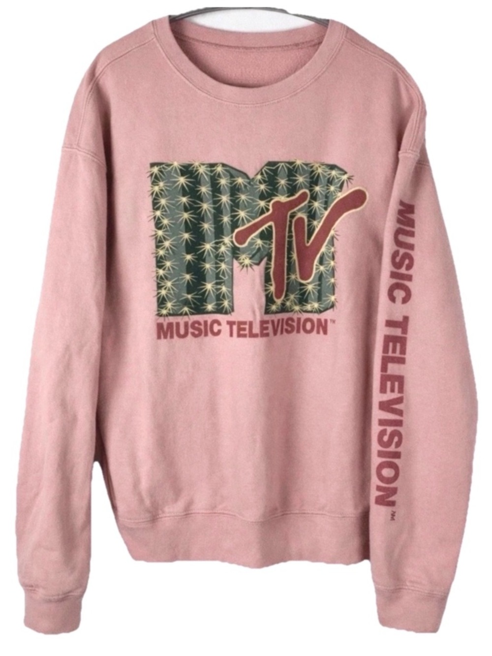 MTV Graphic Sweatshirt Pink Crewneck Medium Retro Logo - Picture 2 of 8